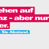 Aufkleber Wir gehen auf Distanz