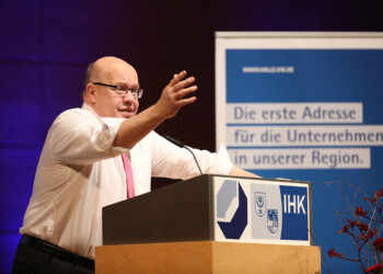 Bundeswirtschaftsminister Peter Altmaier sprach auf dem Neujahrsempfang der IHK und der Handwerkskammer Halle.